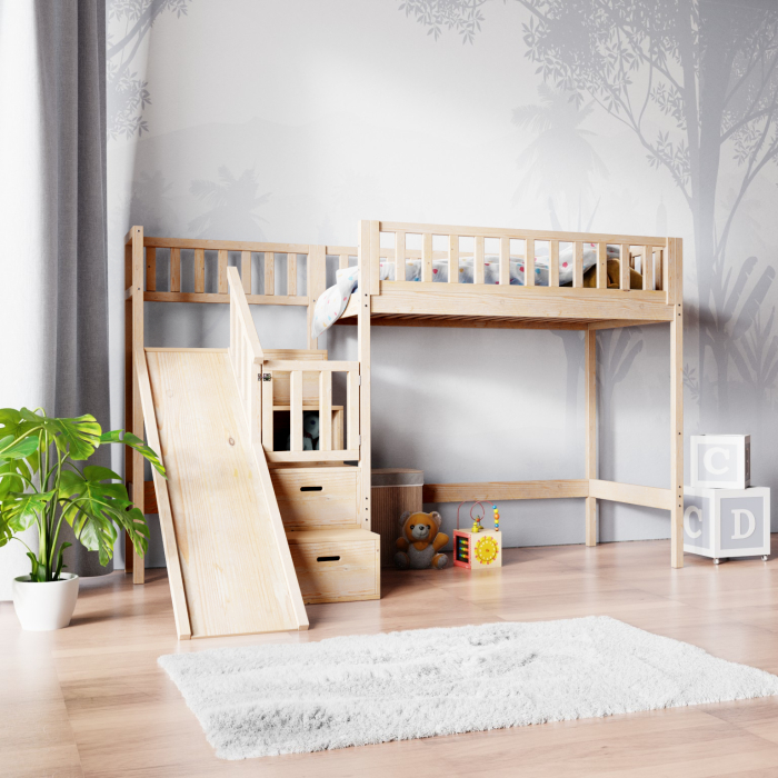 kinderhoogslaper met glijbaan design
